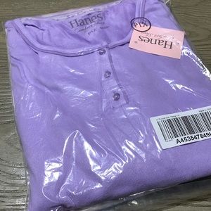 Hanes Petite Soft Butterknit Henley Top & Pant Set